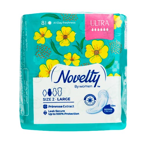 نوار بهداشتی ناولتی.مشبک ضد حسایت با عصاره بنفشه مغربی و کرم زینک اکساید NOVELTY ULTRA SIZE 2