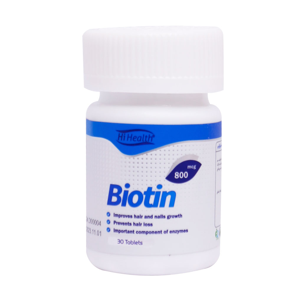 قرص بیوتین ۸۰۰ میکروگرم های هلث ۳۰ عددی HI HEALTH BIOTIN ۸۰۰ MCG